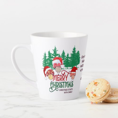 Christian MERRY CHRISTMAS MUSHROOMS in Forest Latte Mug