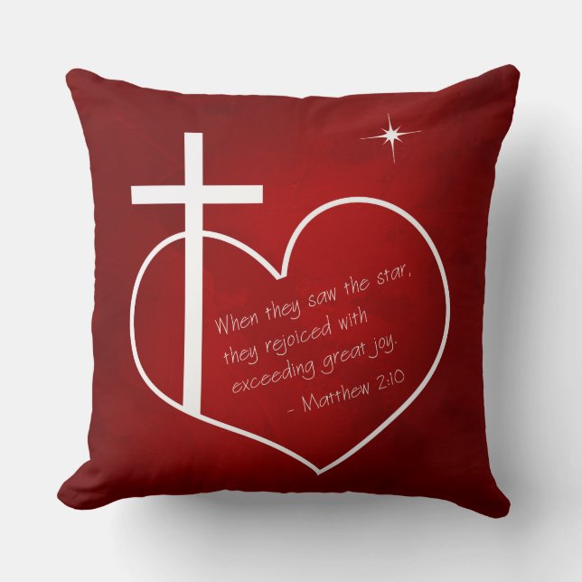 Christian Merry Christmas red and blue Throw Pillow (Front)