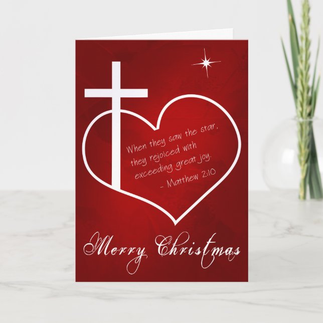 Christian Merry Christmas red customizable Holiday Card (Front)