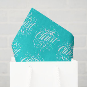 Christian Merry Christmas Script Lettering Teal Tissue Paper