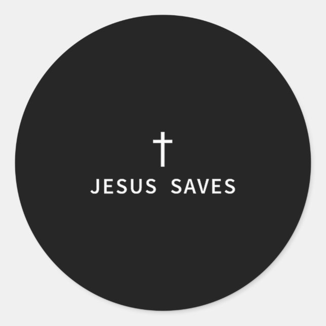 Christian Minimal Cross Jesus Saves Religious Mode Classic Round Sticker (Front)