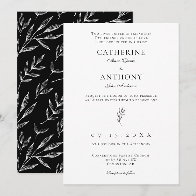 Christian Minimalist Elegant Classic Catholic Chic Invitation (Front/Back)