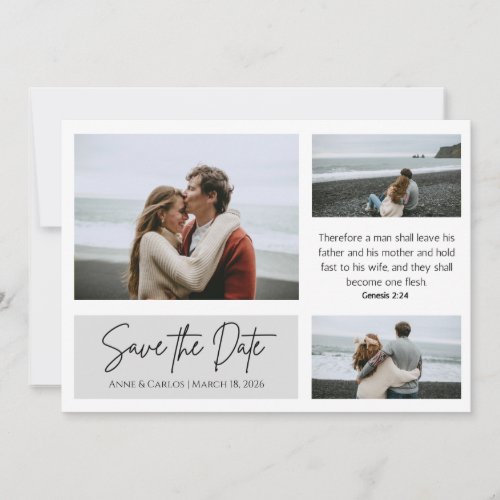 Christian Minimalist Save The Date Photo Collage  Invitation