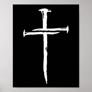 Christian Minimalist Three Nails Cross Religious J Poster