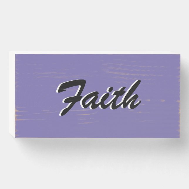 Christian Minimalist Typography One Word Faith Wooden Box Sign (Front Horizontal)