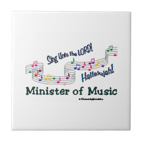 Christian Minister of Music Colorful Notes Ceramic Tile