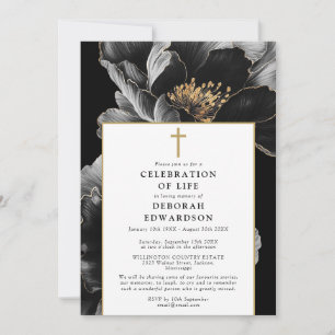 Christian Modern Floral Celebration Of Life Invitation