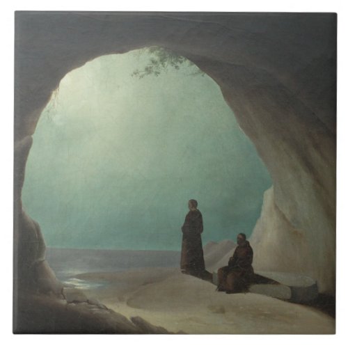 Christian Monks in a Grotto by Carl Blechen Ceramic Tile