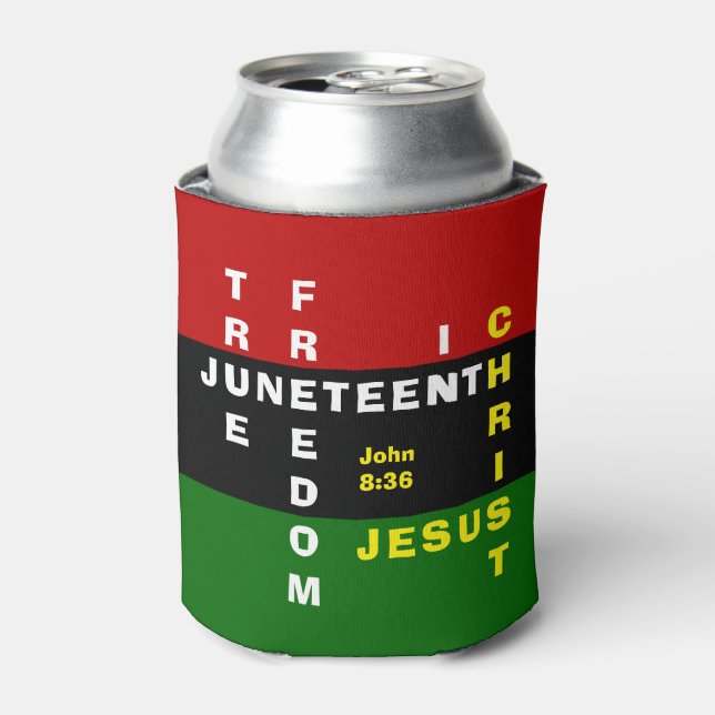 Christian Monogram JUNETEENTH Can Cooler (Can Front)
