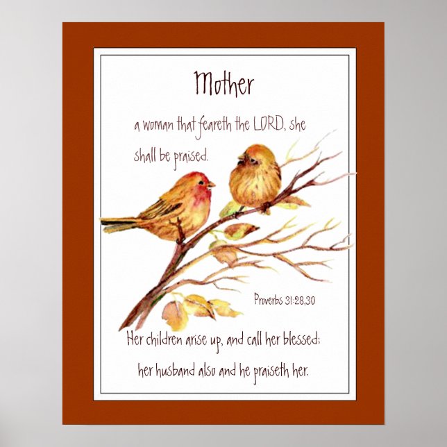 Christian Mother Scripture Proverbs 31 Watercolor Poster (Front)