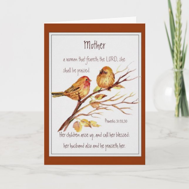 Christian Mother's Day Scripture Watercolor Card (Front)