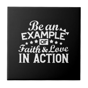 Christian Motivation Design – Faith, Love, and Act Ceramic Tile