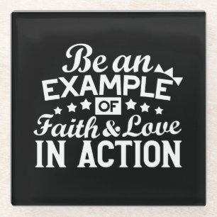 Christian Motivation Design – Faith, Love, and Act Glass Coaster