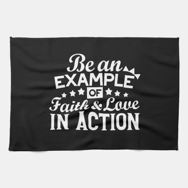Christian Motivation Design – Faith, Love, and Act Kitchen Towel (Horizontal)