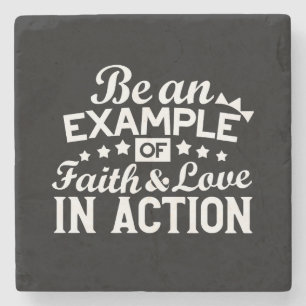 Christian Motivation Design – Faith, Love, and Act Stone Coaster