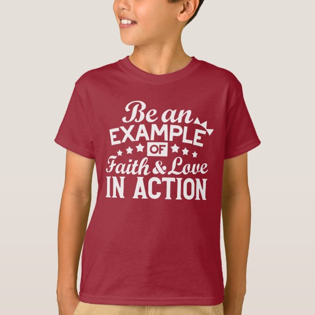 Christian Motivation Design – Faith, Love, and Act T-Shirt (Front)