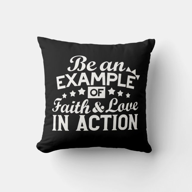 Christian Motivation Design – Faith, Love, and Act Throw Pillow (Front)