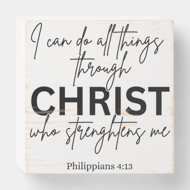 Christian Motivation Inspiration Scripture Verse  Wooden Box Sign (Front Horizontal)