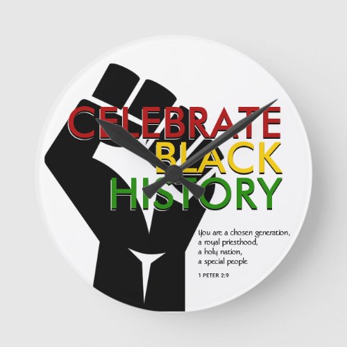 Christian Motivational CELEBRATE BLACK HISTORY Round Clock