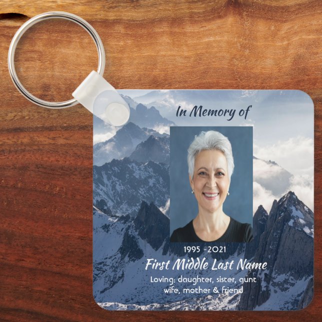 Christian Mountains Alpine Memorial Keepsake Keychain (Front)