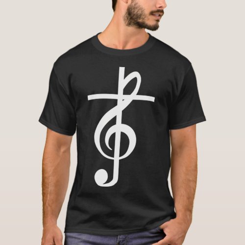 Christian Music Cross Treble Clef Musical T_Shirt