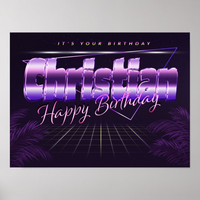 Christian Name First name retro Poster Birthday (Front)