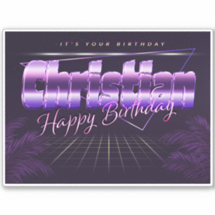 Christian Name First name retro Sticker Birthday