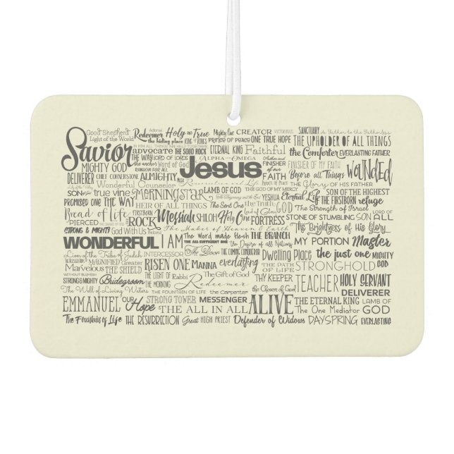 Christian Names of God Typography Air Freshener (Front)
