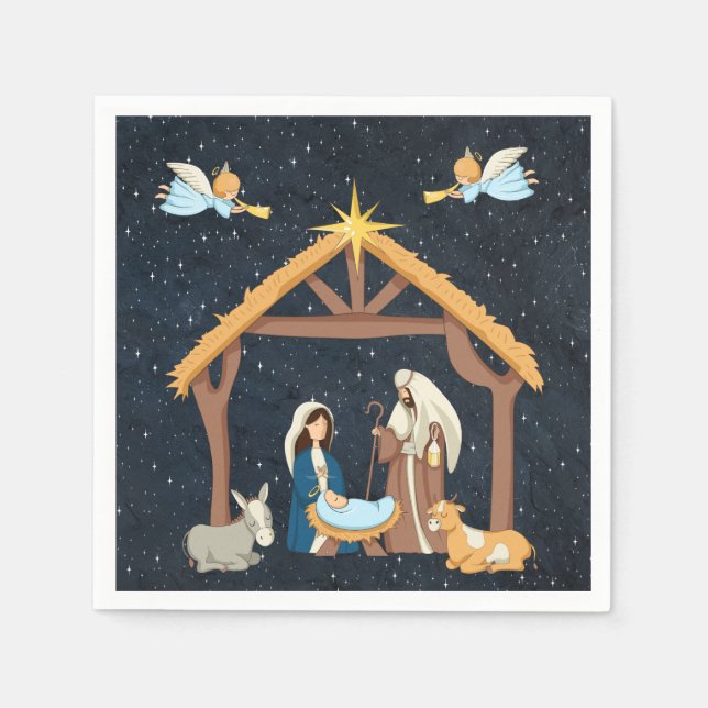 Christian Nativity Christmas Napkins (Front)