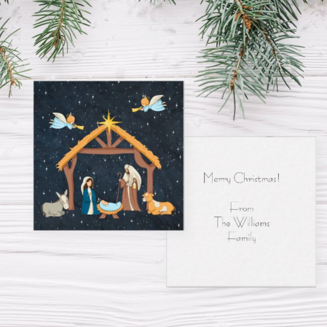 Christian Nativity Christmas Note Card (Personalized Nativity Christmas Notecards)