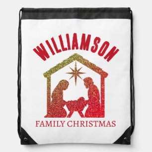 Christian Nativity Family Christmas Favor Gifts Drawstring Bag