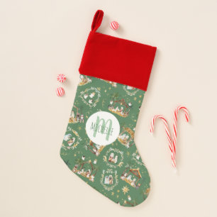 Christian Nativity Monogram Christmas Stocking