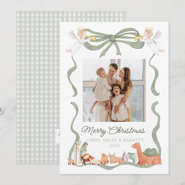 Christian Nativity Photo Greeting Christmas Card (Front/Back)