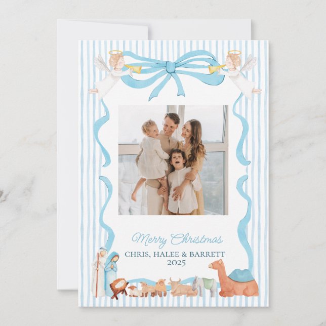 Christian Nativity Photo Greeting Christmas Card,  Holiday Card (Front)
