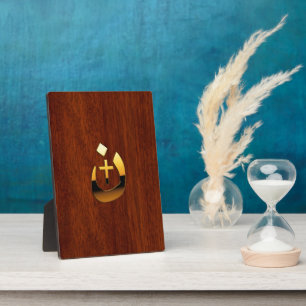 Christian Nazarene Cross Symbols in Gold Plaque