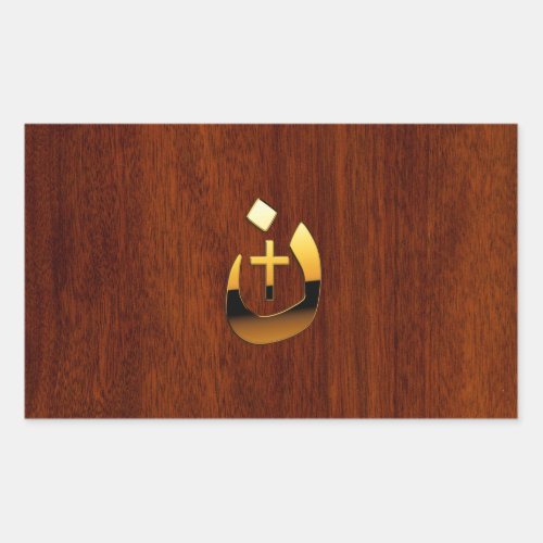 Christian Nazarene Cross Symbols in Gold Rectangular Sticker