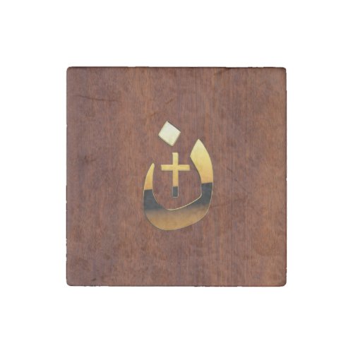 Christian Nazarene Cross Symbols in Gold Stone Magnet