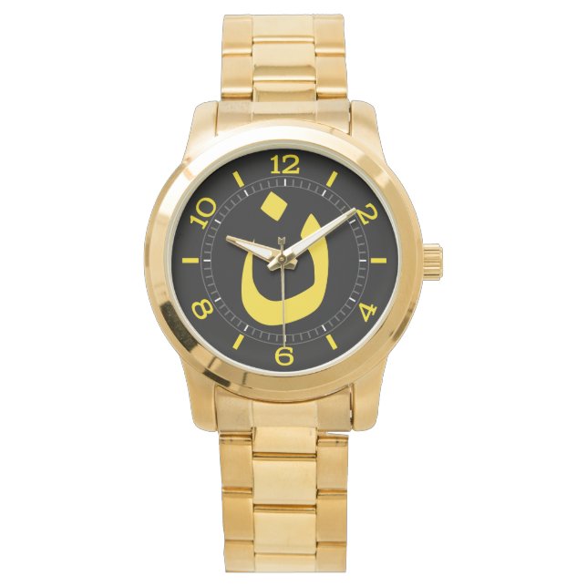Christian Nazarene Spiritual Symbol in yellow Dial Watch (Front)
