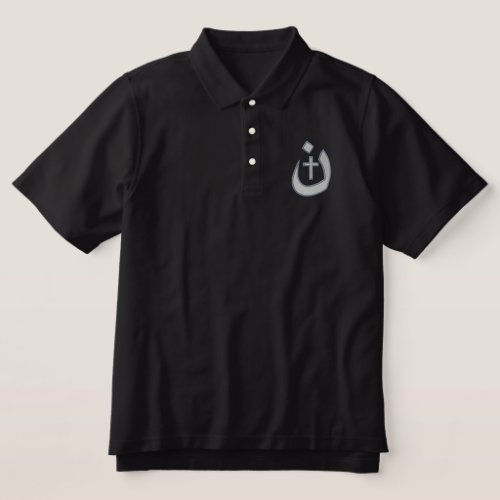 Christian Nazarene Symbol Cross Solidarity Embroidered Polo Shirt