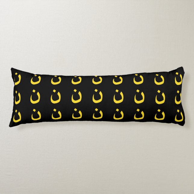 Christian Nazarene Symbol in yellow on Black Body Pillow (Front)