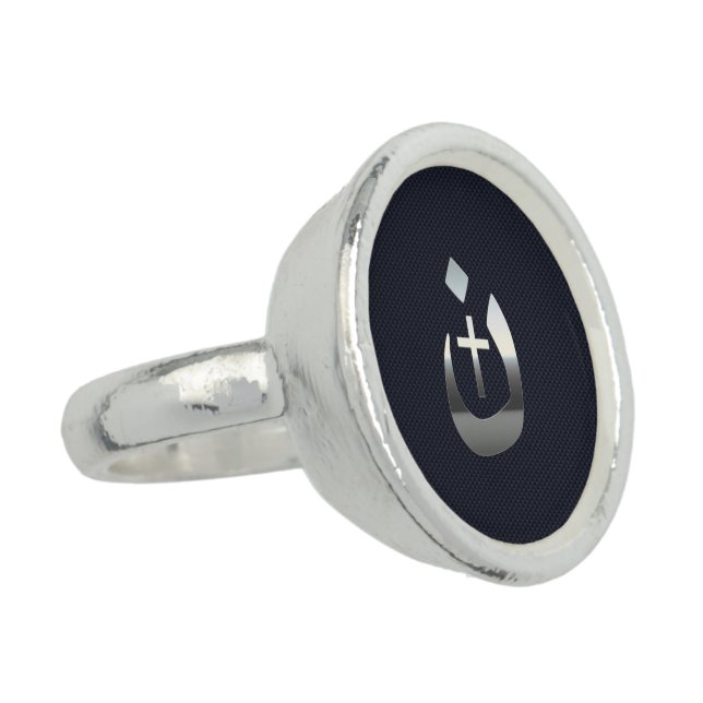 Christian Nazarene Symbol on Navy Blue Ring (Side)
