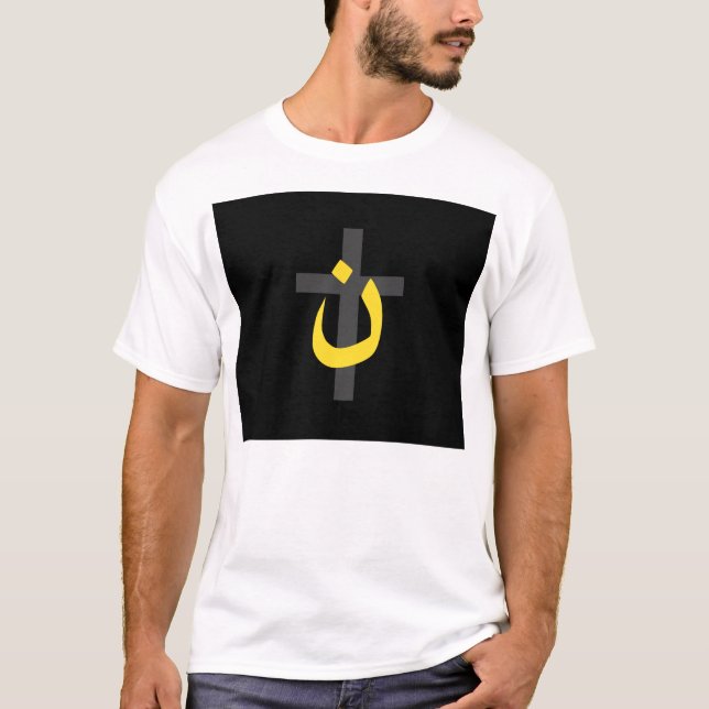 Christian Nazarene Symbol Solidarity Cross Black T-Shirt (Front)