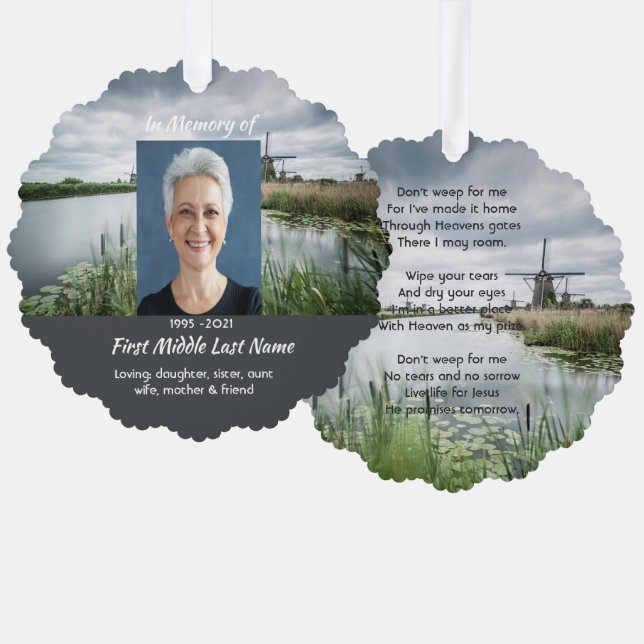 Christian Netherlands windmill  Memorial Keepsake  Ornament Card (Front/Back)