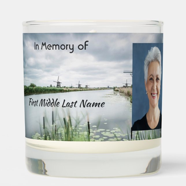 Christian Netherlands windmill  Memorial Keepsake  Scented Candle (Front)