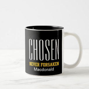 Christian NEVER FORSAKEN Inspirational BLACK Two-Tone Coffee Mug