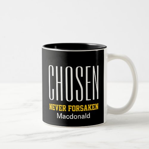 Christian NEVER FORSAKEN Inspirational BLACK Two_Tone Coffee Mug