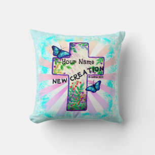 Christian New Creation Cross Throw Pillow