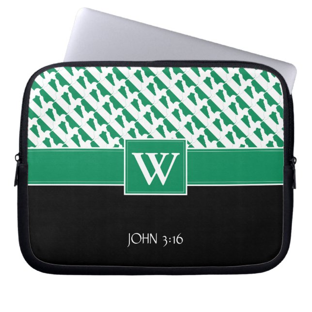 Christian NIGERIA FLAG Monogram Laptop Sleeve (Front)