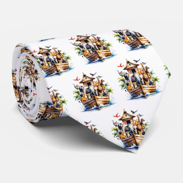 Christian Noah's Ark Neck Tie (Rolled)