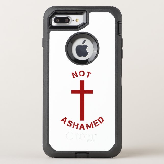 Christian Not Ashamed Red Cross and Text Design Otterbox iPhone Case (Back)